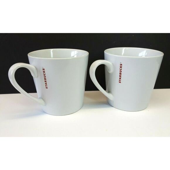 Pair Starbucks Coffee Mugs Cups Red Starburst Fireworks 2014 17.8 fluid oz 525ml - Picture 3 of 7